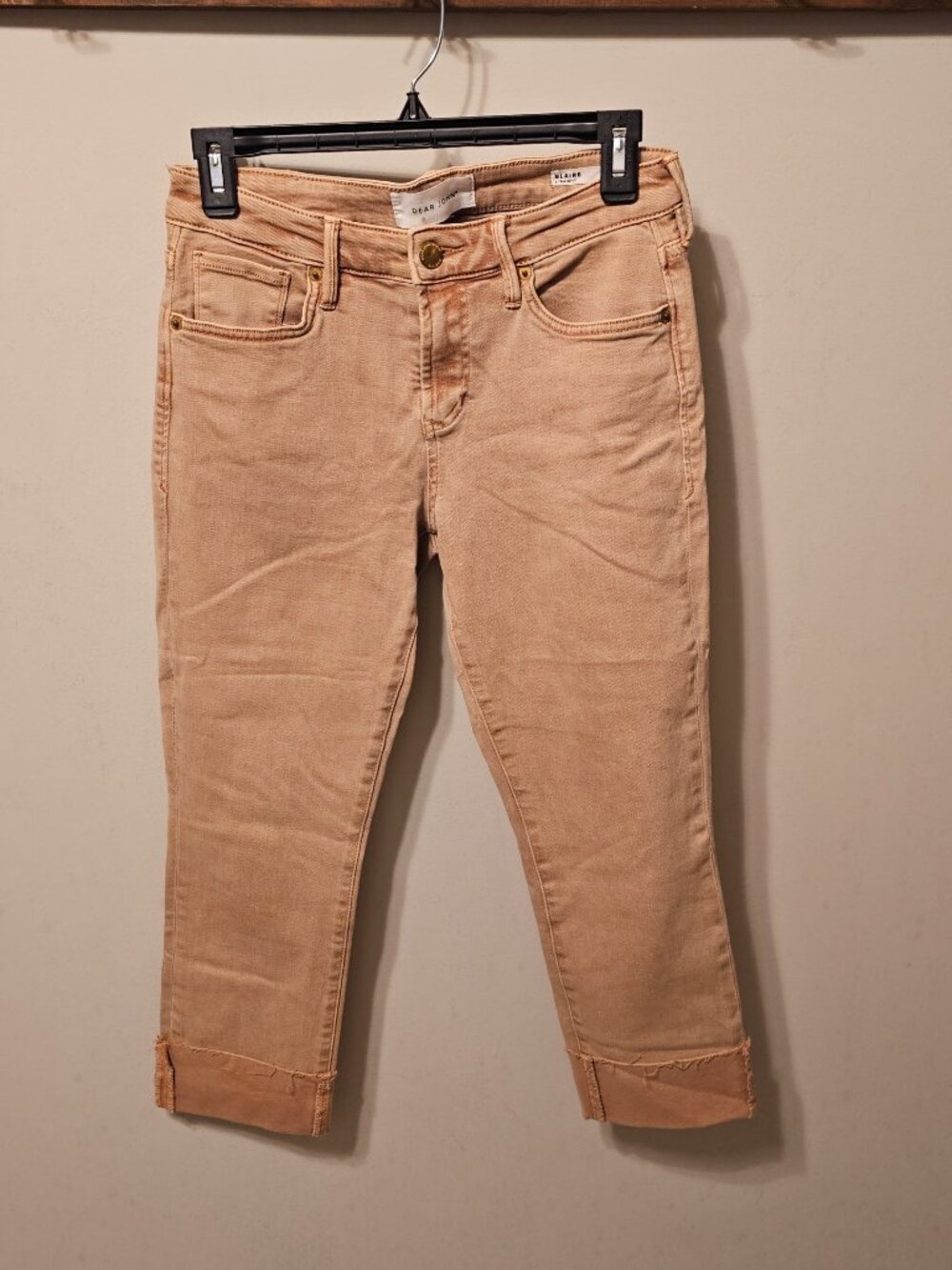 Dear John Blaire Straight Jeans Cropped Cuff Denim, Rose Dust, Size 26